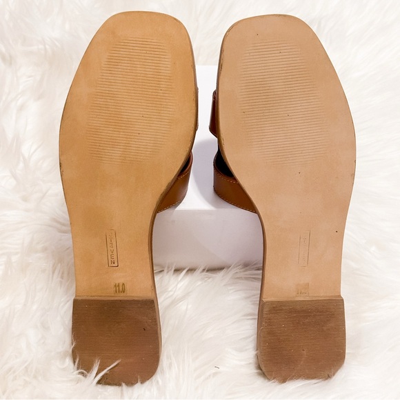 Steve Madden HADYN COGNAC LEATHER Brown Slide Sandals - Picture 8 of 9